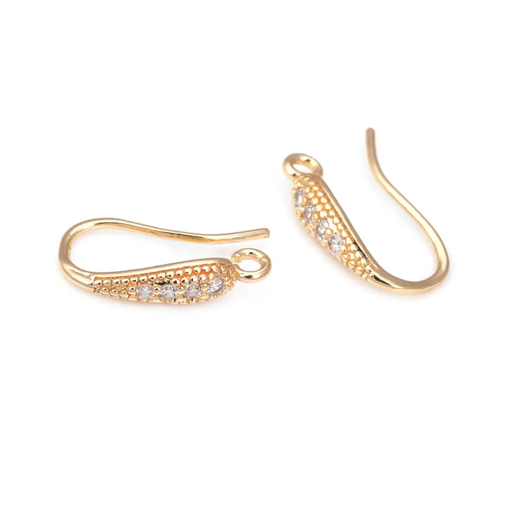 18K Gold Color Brass and Zircon Earrings Hooks Jewelry Earrings Making Supplies Diy Findings Accessories image 2