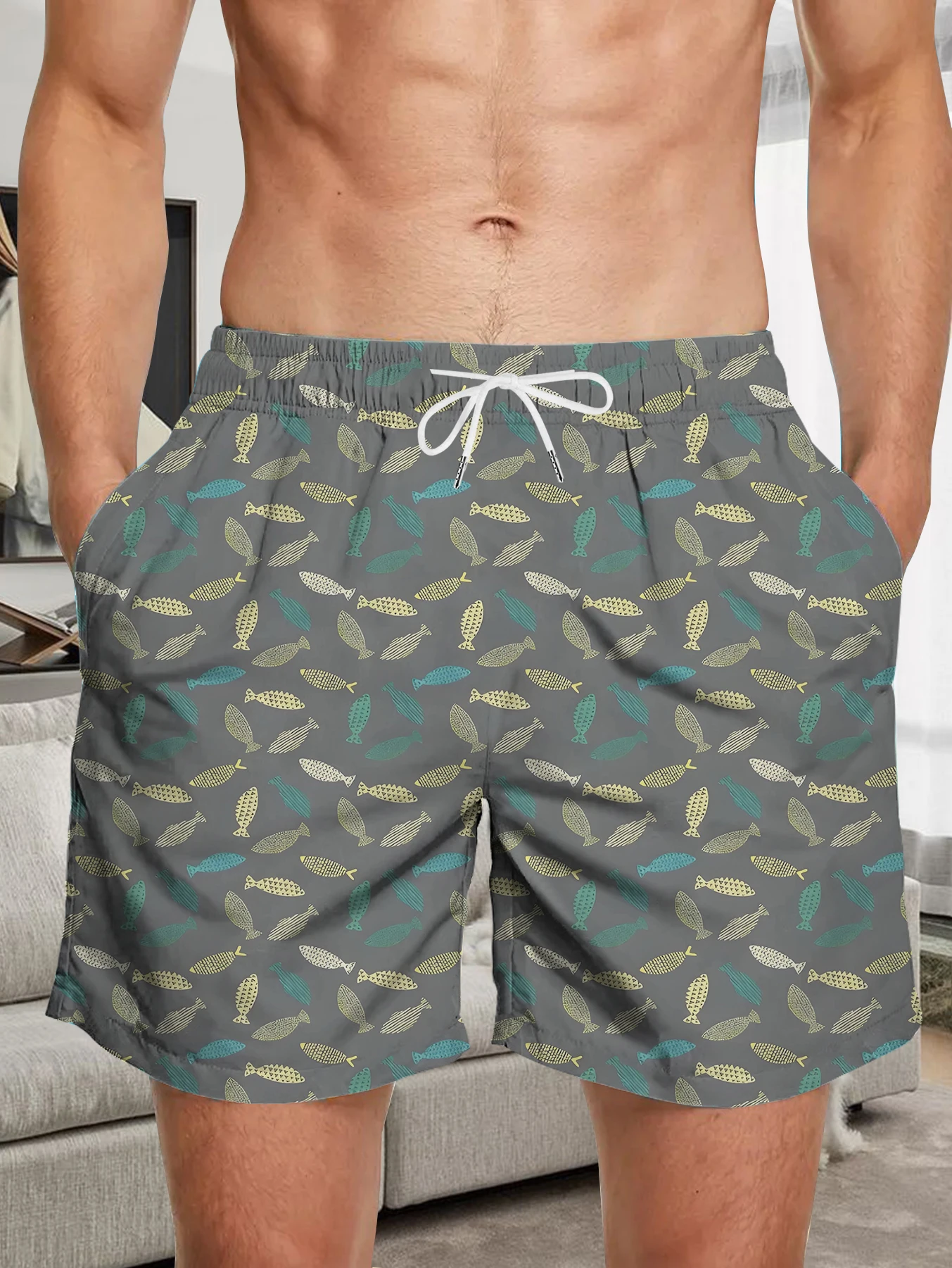 

Allover Digital Printing Board Shorts Men Quick Dry Polyester Casual Daily Shorts