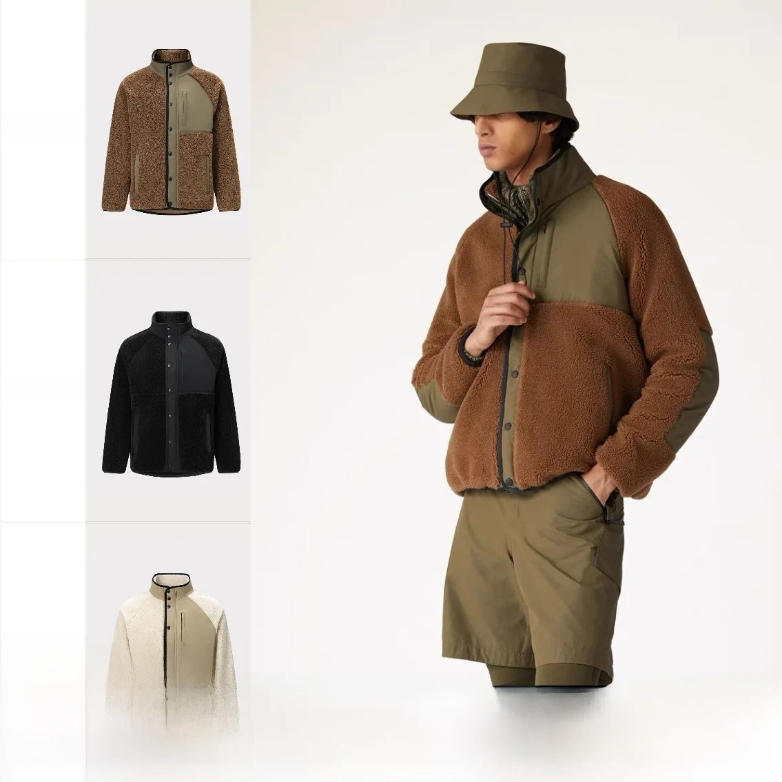 

Trendy Fleece Lined Jacket for Men And Women Vintage Warmth Unisex Stand Collar Zipper Closure Long Sleeve Coat Polyester Fiber