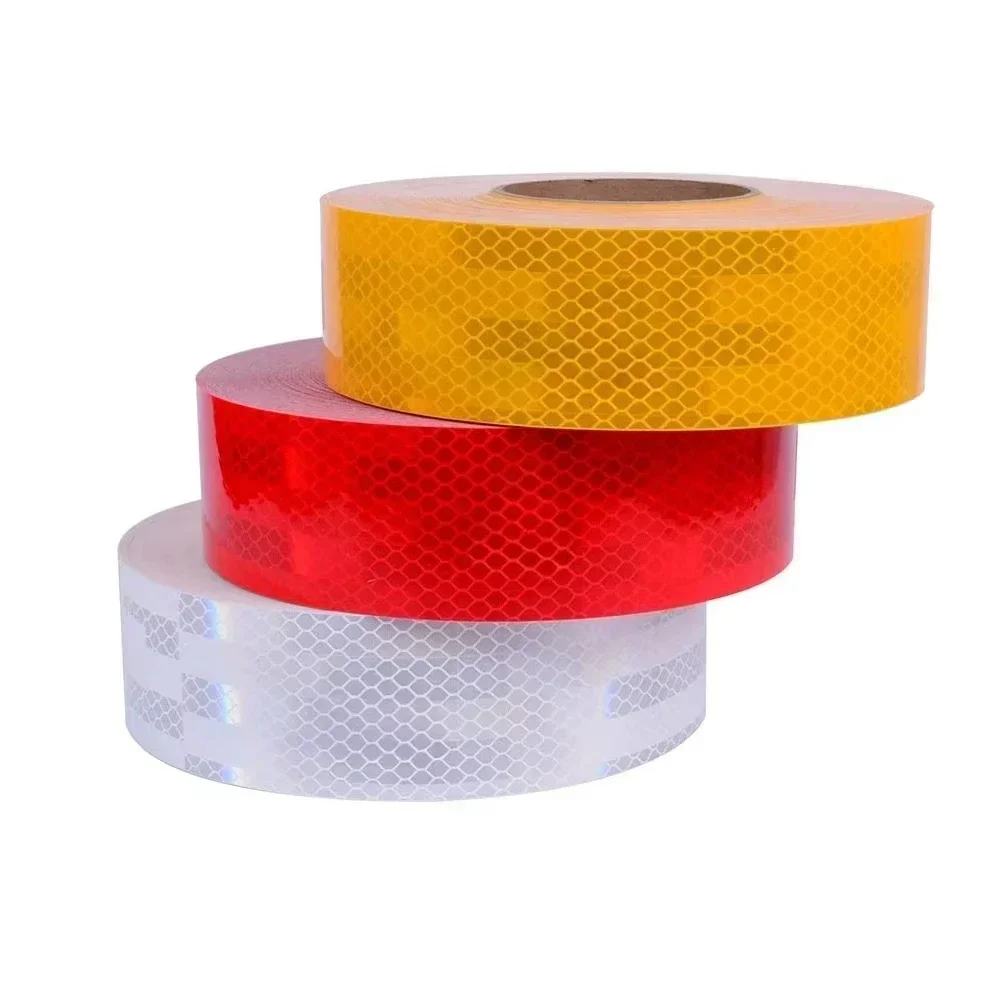 DIY 5cm*1m PET Reflective Tapes White Red Yellow Waterproof Safety Sticker Adhesive Outdoor Prismatic Sheeting Conspicuity Film