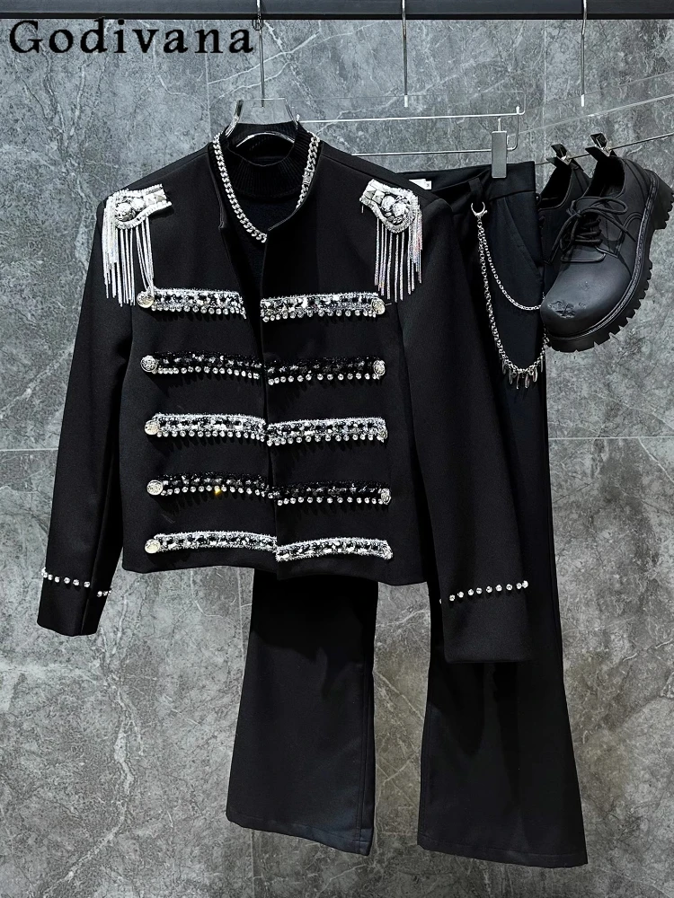 

Осенне-зимняя модная свободная куртка с бриллиантами для тяжелой промышленности, корейская универсальная мужская куртка, красивый топ с воротником-стойкой для отдыха