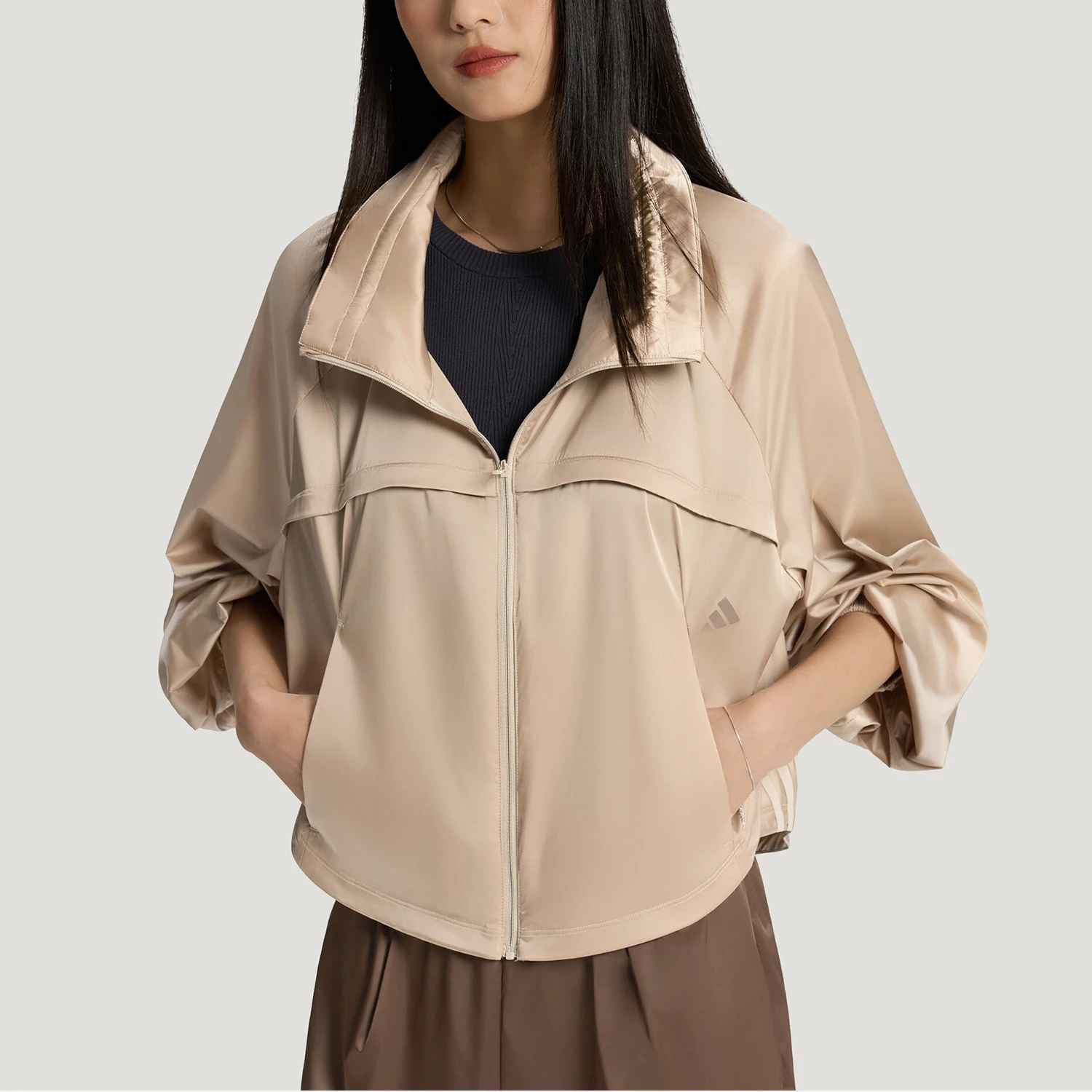 Adidas genuine women's short zipper loose long sleeved sunscreen jacket KX0219