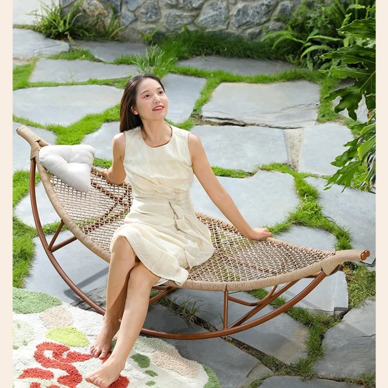 Rocking chair Adult recliner Balcony Lazy leisure chair Sleeping rocking  Household Garden rattan