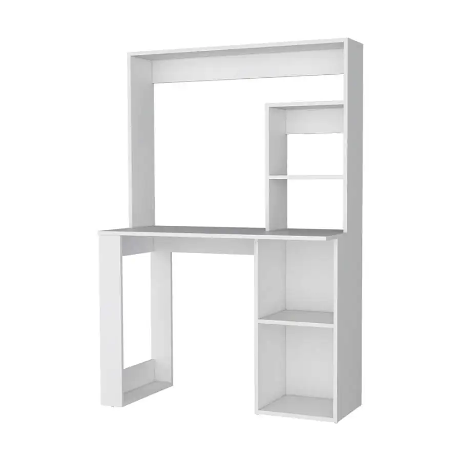 Computer Desk with Hutch Storage Shelves White Modern Home Office Furniture