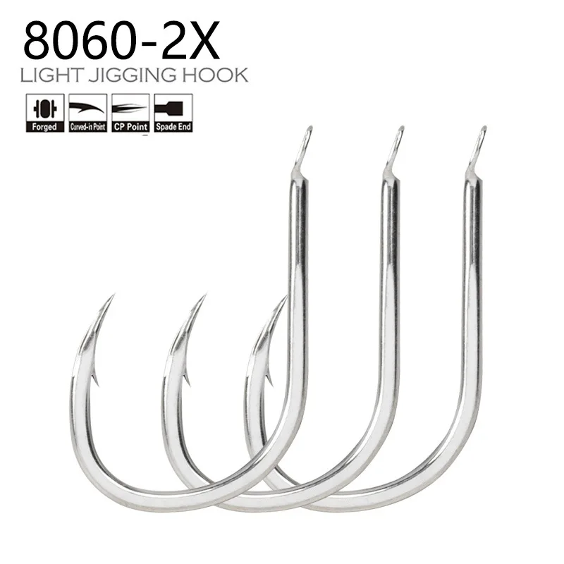 BKK 2X Streng 8060CP Sea Fishing Teppan Hooks thened Barbed Lightweight Teppan Hooks Single Hooks Wholesale Bulk