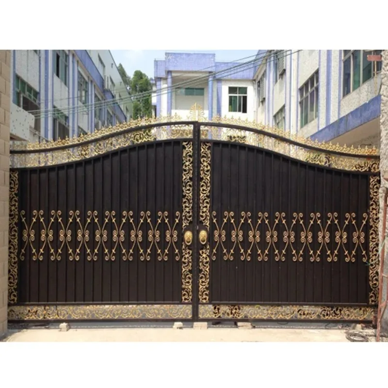 Luxury Custom Wrought Iron Driveway Gate，Solid Privacy Panel，Main Entry Gate，Custom Size，Security Gate，Villa Front Courtyard Use