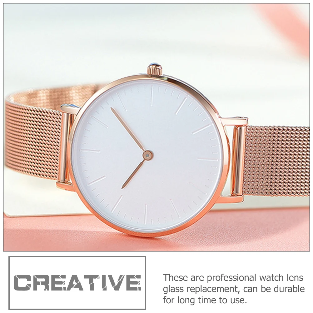 

6 Pcs Watch Lens Replacement Clear Glass Parts Flat Screen Protector for Watch Repair High Definition Transparent