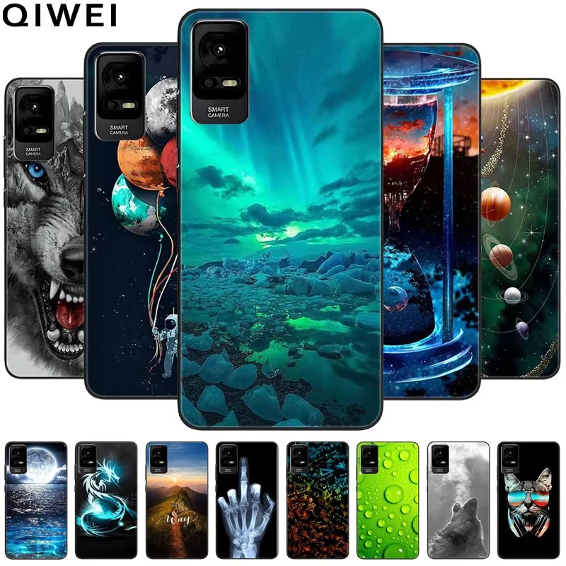 Para TCL Ion X Funda negra TPU parachoques suave TPU funda trasera de silicona para TCL Ion V Fundas de teléfono lindo gato pintado Funda LonV lon Z lonX