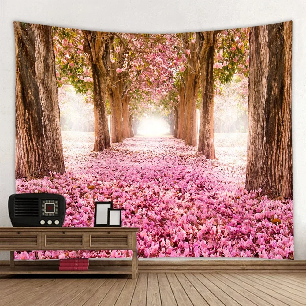 

Room wall art decoration cherry blossom forest landscape tapestry wall hanging living room decoration large fabric tapestry