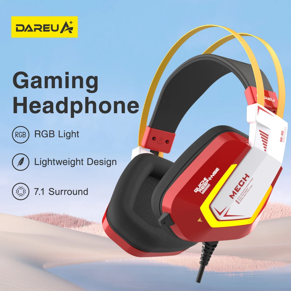 DAREU Wired Gaming Headset 7.1 Surround RGB Backlight Headphones Handfree Gamer Headphone Omnidirectional MIC