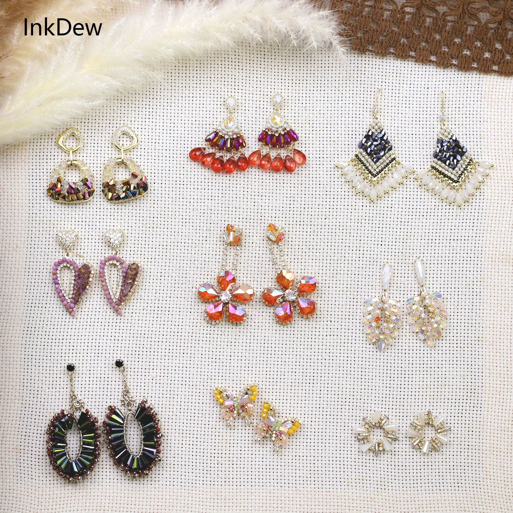 

INKDEW New Fashion Crystal Drop Earrings for Women Geometric Thread Handmade Beads Big Long Earrings Jewelry Gift Vintage EA122