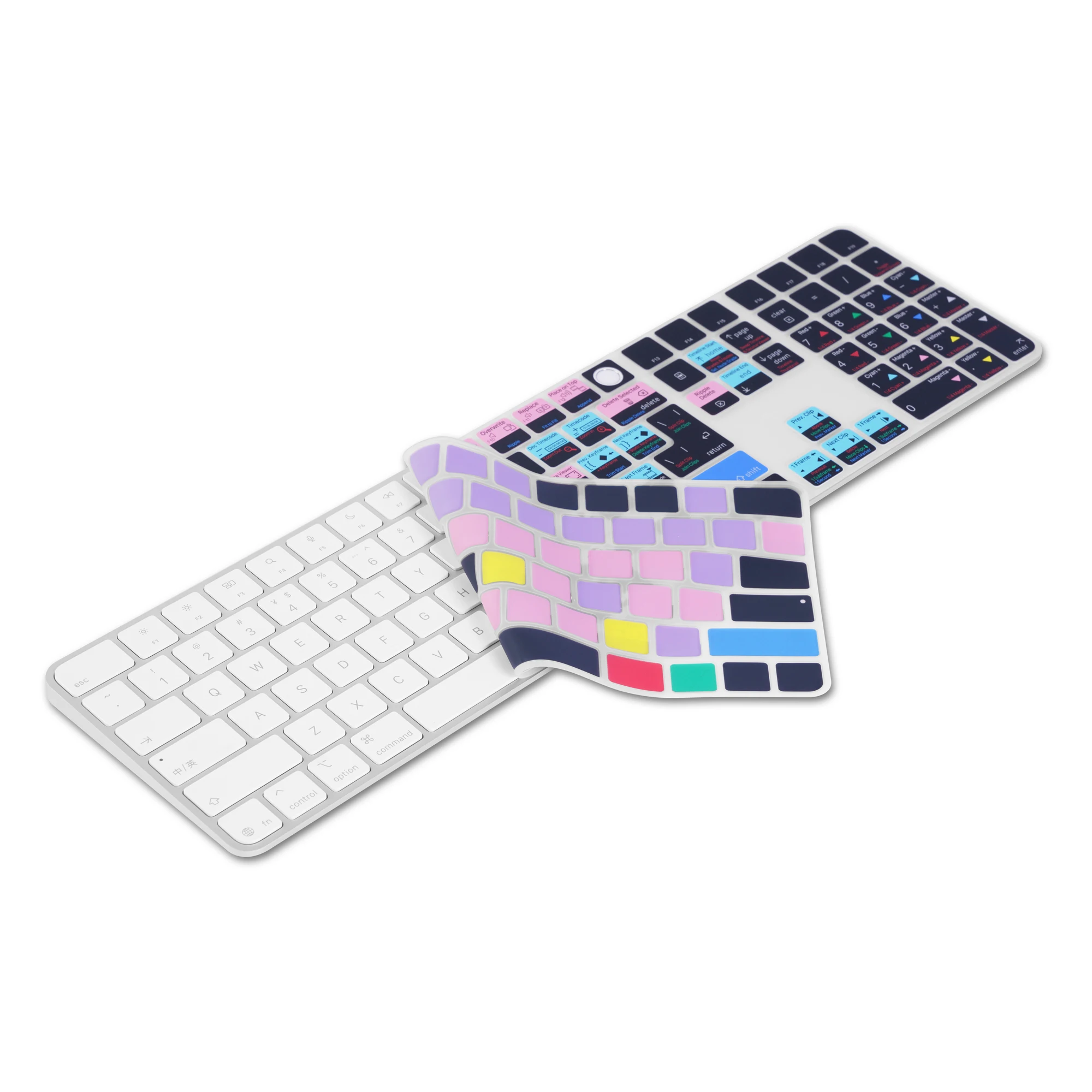 XSKN DaVinci Resolve Shortcuts Housse de clavier en silicone pour clavier Magic 2024 avec Touch ID et pavé numérique A3119 M4