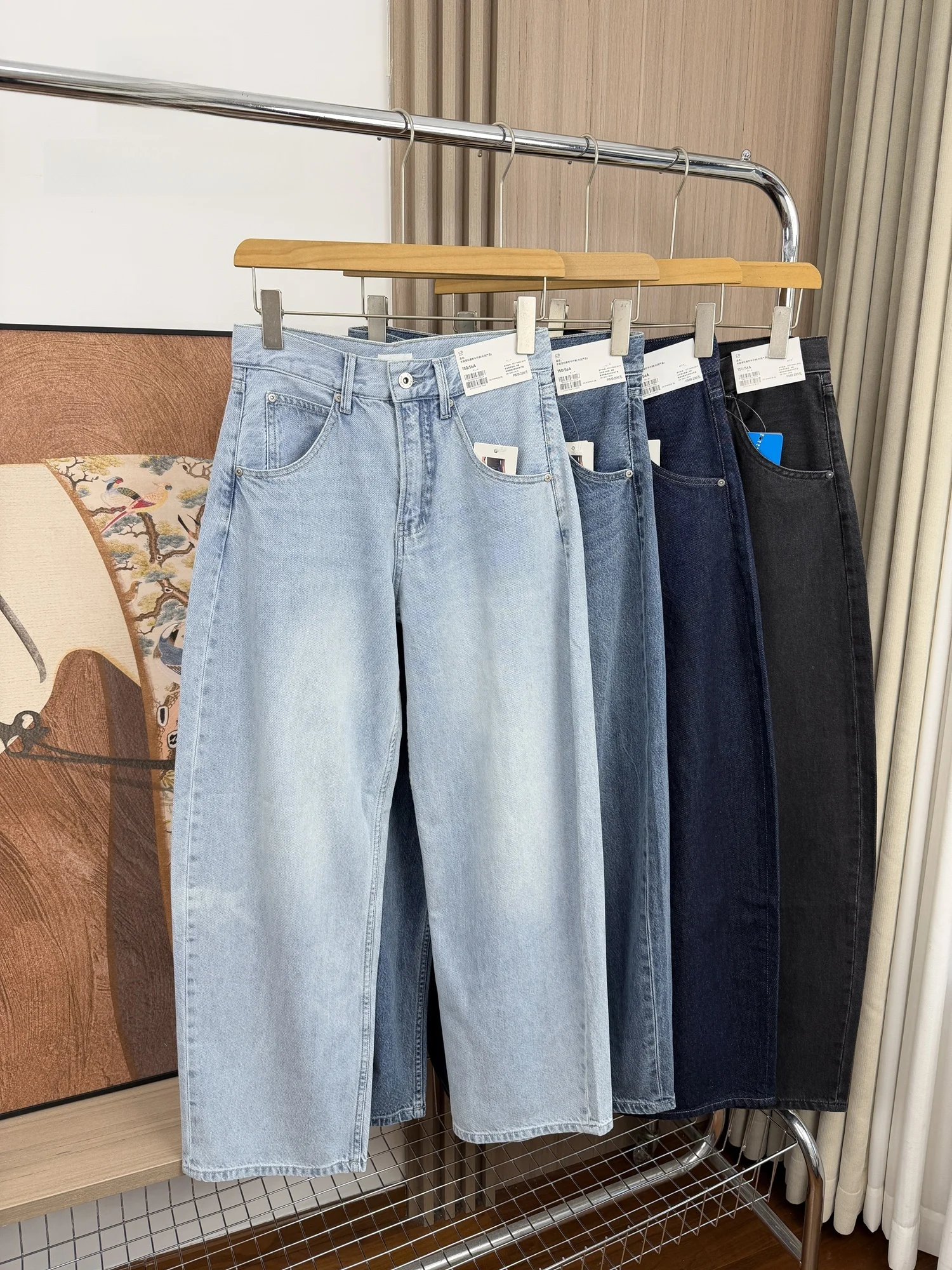 

High Waist Slimming High Waist Casual Knife Jeans Women's Spring Washed Draped Self-Keeping Cow Goods