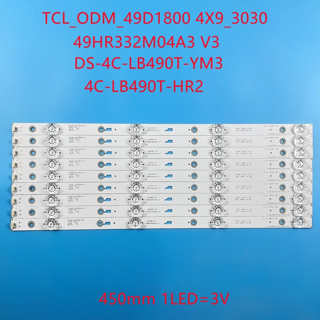 

10kit LED bar For Toshiba 49U7750VE YHF-4C-LB490T-YHC YHF TCL_ODM_49D1800_4X9 LX20161124 49HR332M04A3 TCL 49D1800 T49D18SFS-01B