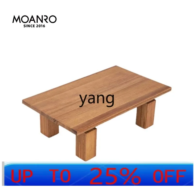 

YJQ solid wood coffee table wabi coffee table living room square medieval tea table