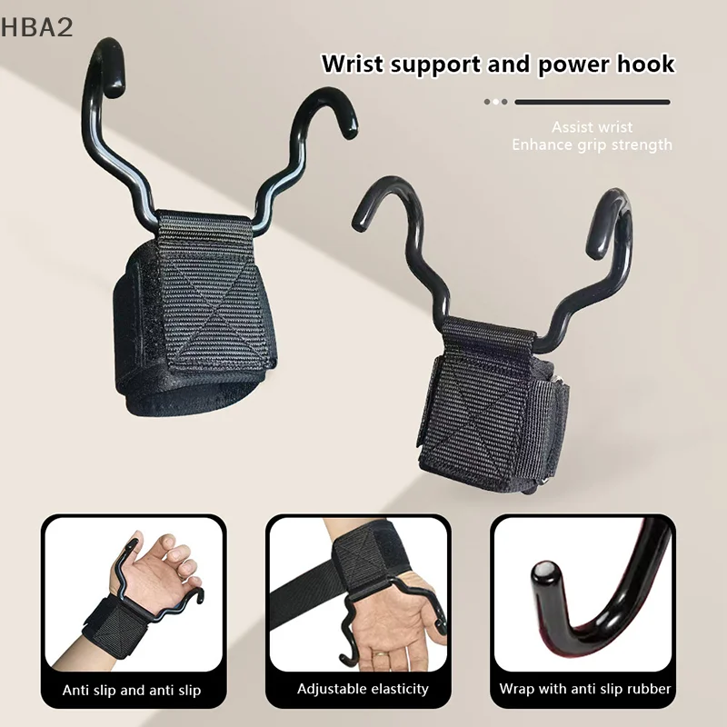 

1/2Pcs Widened Steel Hook Grips Straps Weight Lifting Strength Training Gym Gloves Fitness Wrist Support Lift Strap Pull-up Hook