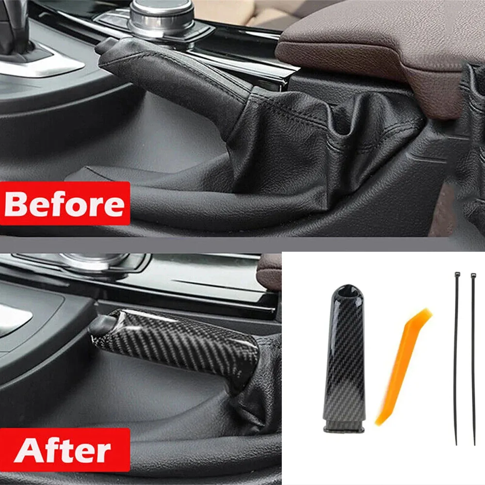

​ABS Plastic Carbon Fiber Style Handbrake Brake Handle Cover For BMW E46 E90 E92 F30 F32 F80