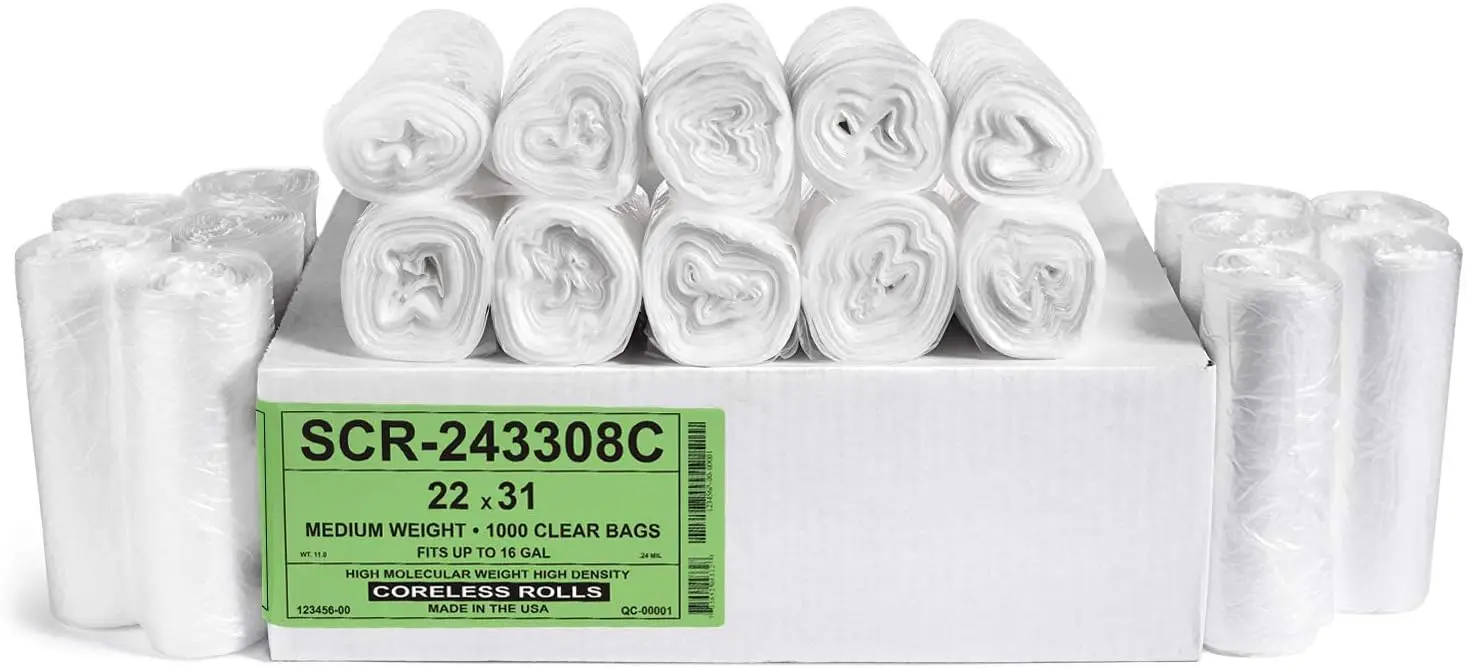 

12-16 Gallon High-Density Trash Bags, 1000-Pack for Home and Office Use