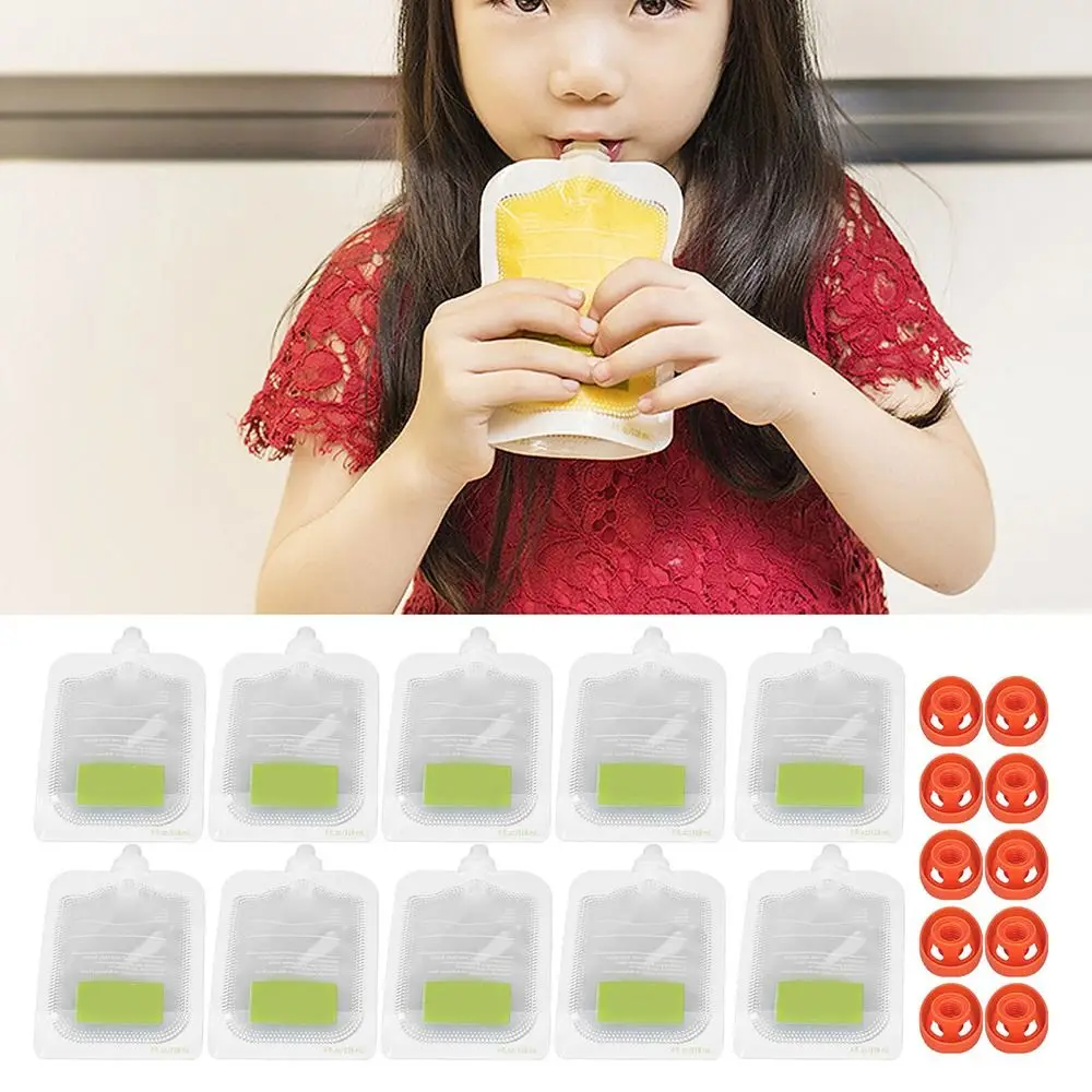 

10Pcs Durable Fruit Puree Baby Pouch Bag Squeeze Pouches Food Storage Bag Kitchen Dispenser