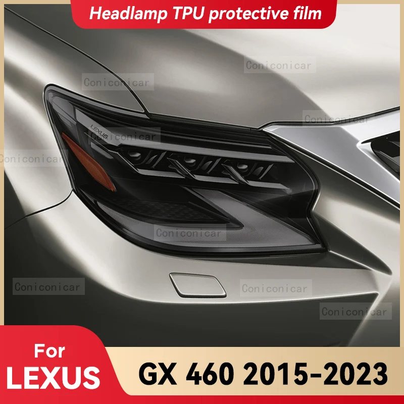 

For LEXUS GX 460 2015-2023 Car Headlight Black TPU Protective Cover Film Front Light Tint Change Color Sticker Accessories