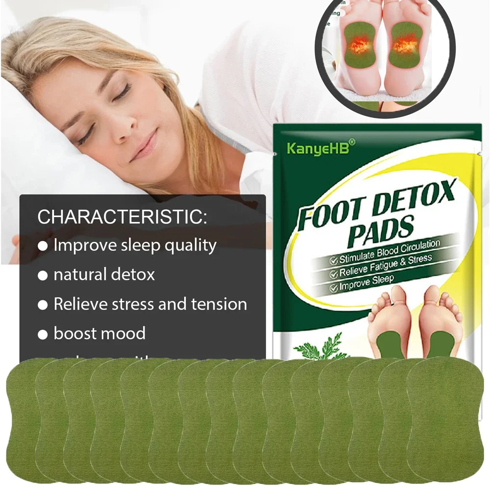 12PCS Natural Herbal Detox Foot Patches Pads Artemisia Argyi Feet Body Toxins Cleansing Relieve Stress Help Sleeping foot care