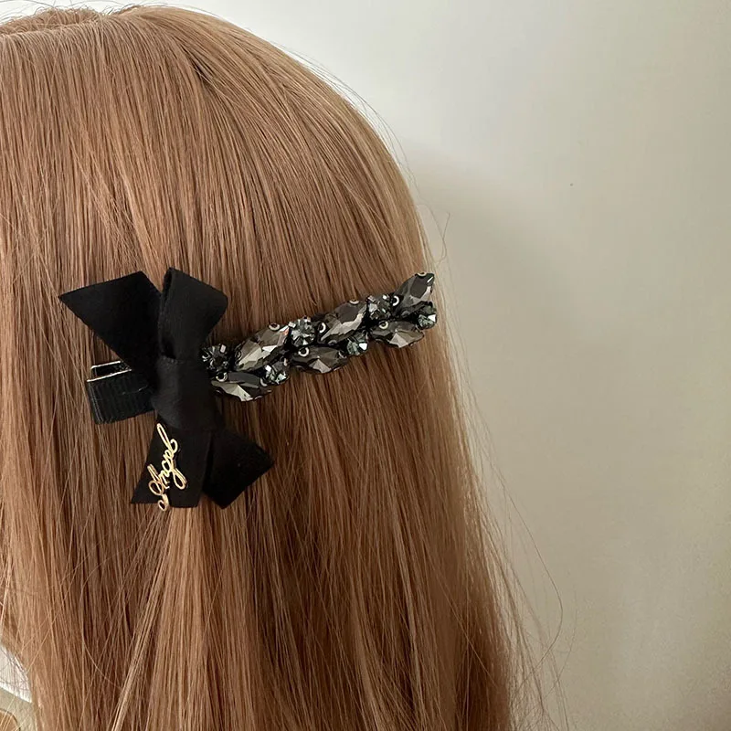 Korean Style Heavy Industry Rhinestone Crystal Hair Clip Headdress Duckbill Clip Fringe Clip Barrettes Female Side Clip