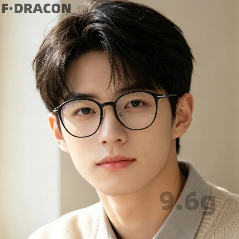 F·DRACON New Plastic Steel Eyeframe Vintage Ultra Light Round Men's and Women's Eyeframe Super Elastic 9.4g Fashion Frame 1511LS