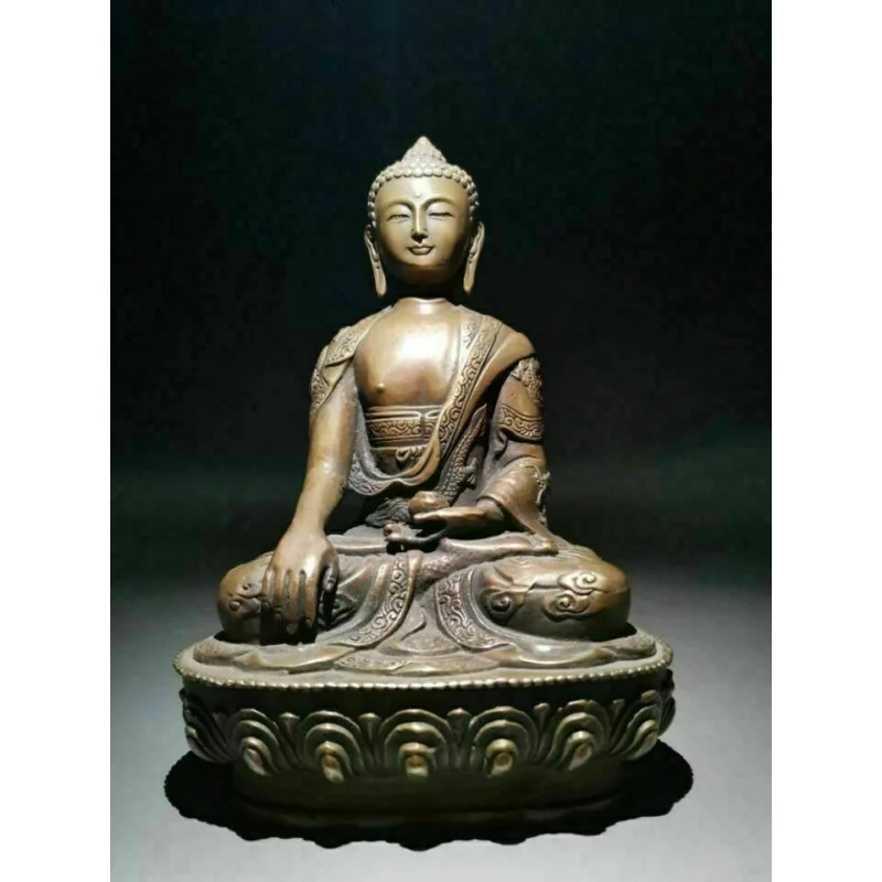 

Tibet Tibetan Buddhis shakyamuni old bronze buddha Dragon Tathagata statue