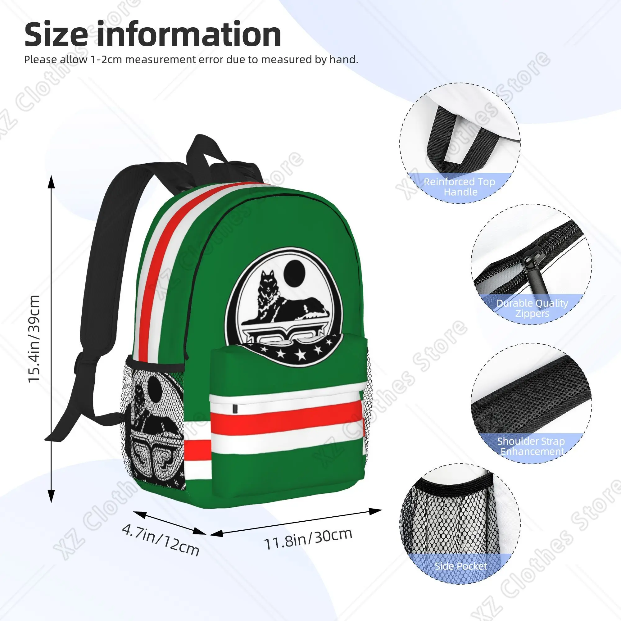 Chechen Borz Wolf Coat Of Arms Of Chechnya Backpack Hot Sale Daypack Boys Girls BookBag Shoulder Bags for Men Women School Bag