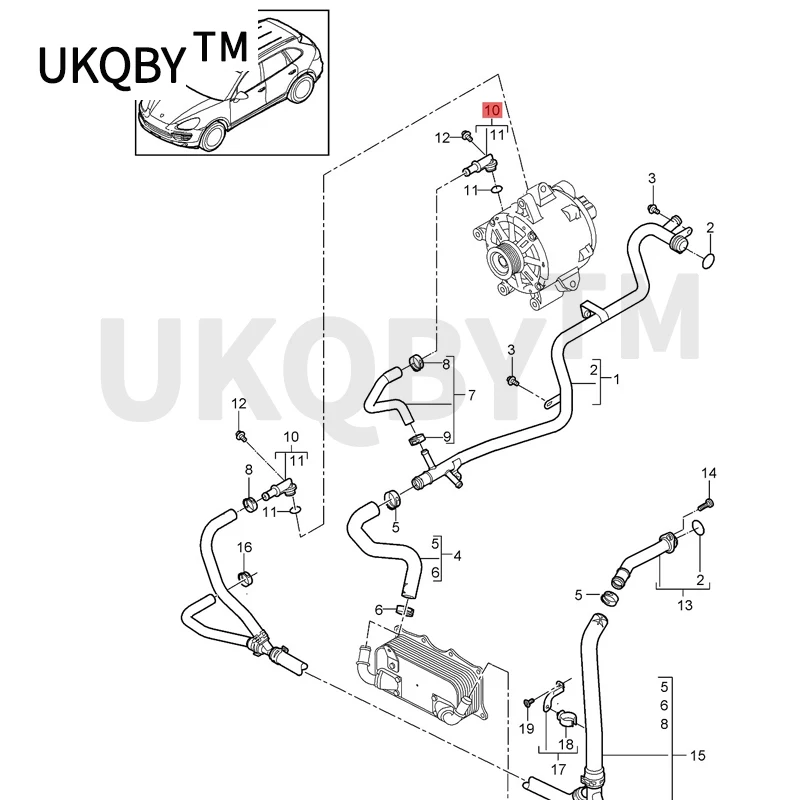 Po rs ch e Ca ye nn e2007-2010/2011-2018 Coolant cooling take over Three phase alternator 94810646200