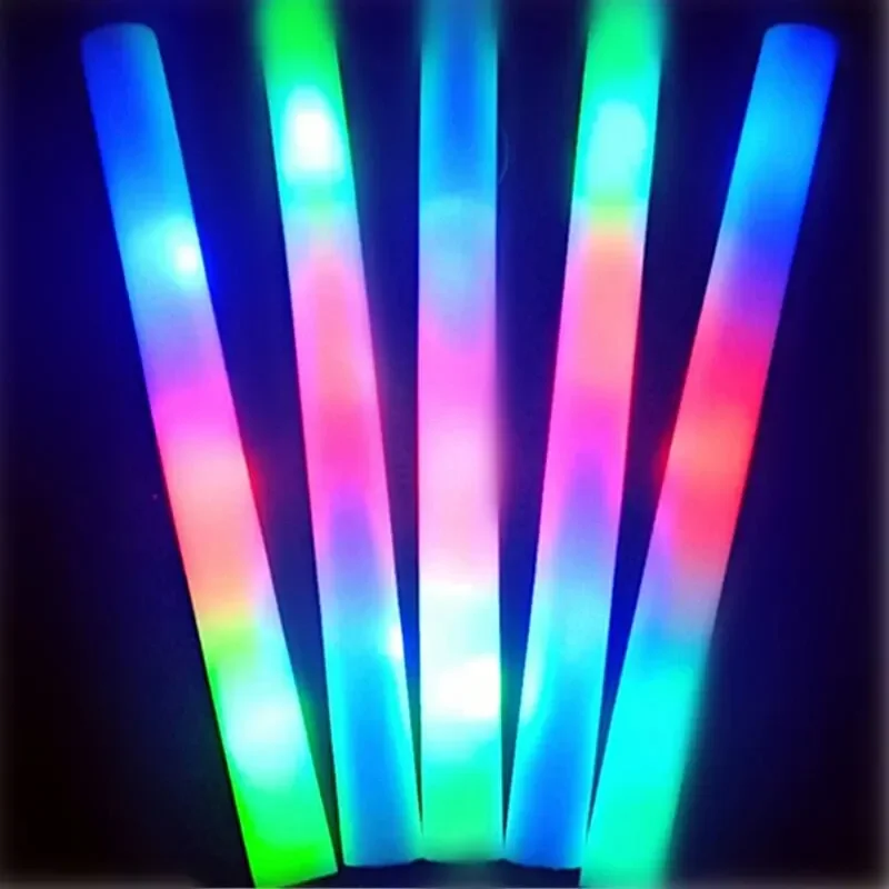 12Pcs LED Glow Sticks Bulk Colorful RGB Glow Foam Stick Cheer Tube Dark Light for Xmas Birthday Wedding Bar Party Supplies