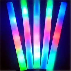 12Pcs LED Glow Sticks Bulk Colorful RGB Glow Foam Stick Cheer Tube Dark Light for Xmas Birthday Wedding Bar Party Supplies