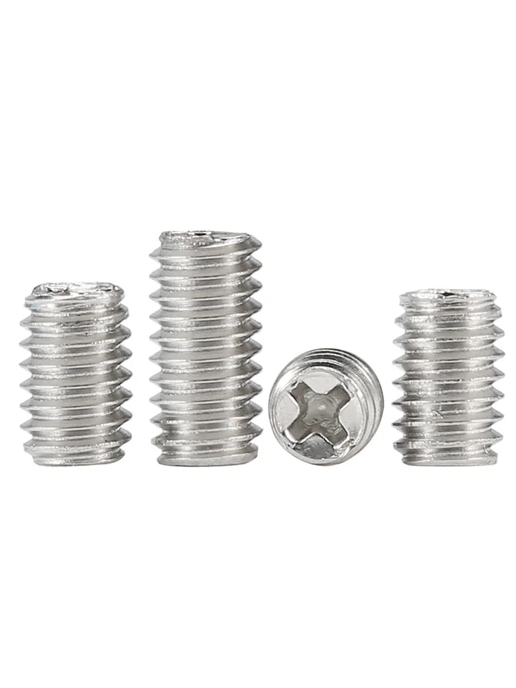 30/50/100pcs M2 M2.5 M3 M4 304 Stainless Steel Phillips Head Set Screw Flat Point Set Grub Screw Headless Set Screws