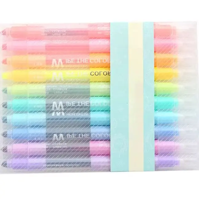 

Erasable Highlighters, 10 Pastel Highlighters Assorted Colors, Dual Tip Cute Erasable Highlighter Pens No Bleed Through
