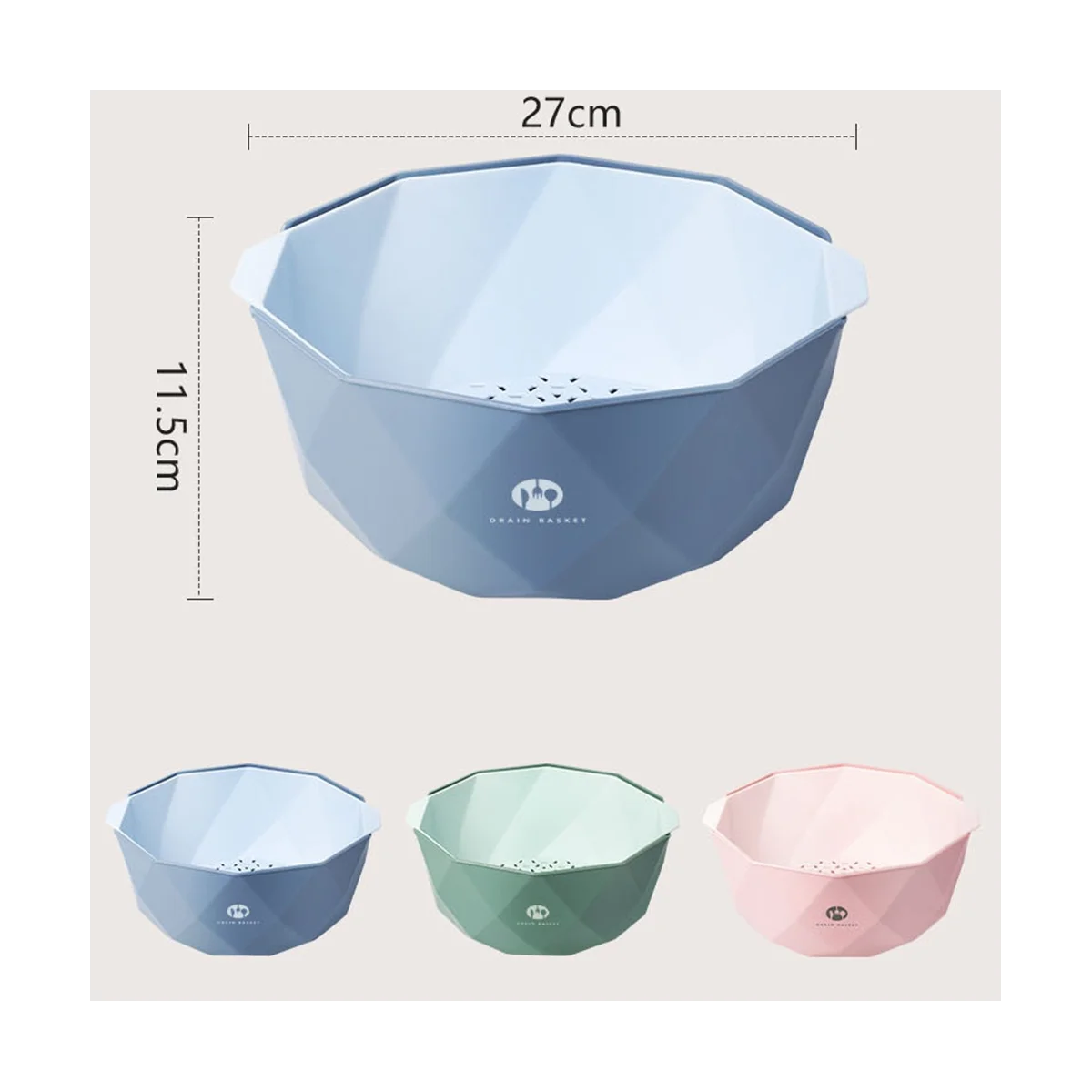 Cesta dupla camada para lavar legumes, esgoto cozinha, bacia de frutas, ferramenta de armazenamento criativo, rosa