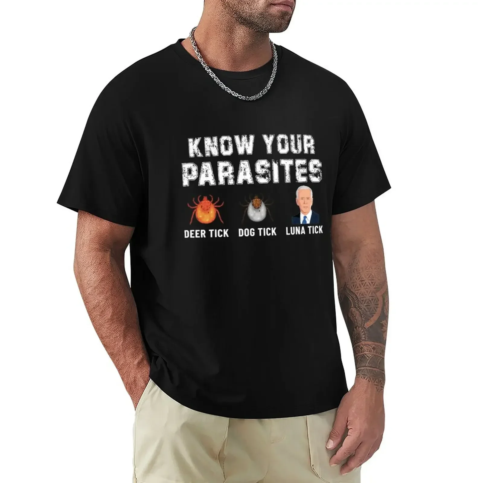 know your paresites anti Biden T-Shirt customizeds summer tops t shirts for men new in tops & tees vintage Informal Outfits