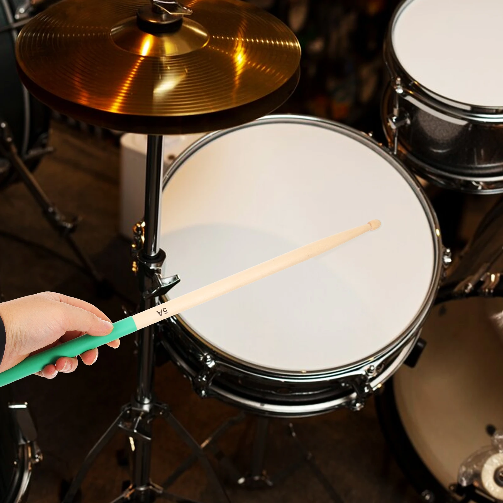 

2 Pairs Drumsticks Marching Wood Percussion Working Mallet for Aldult Mallets Green Child
