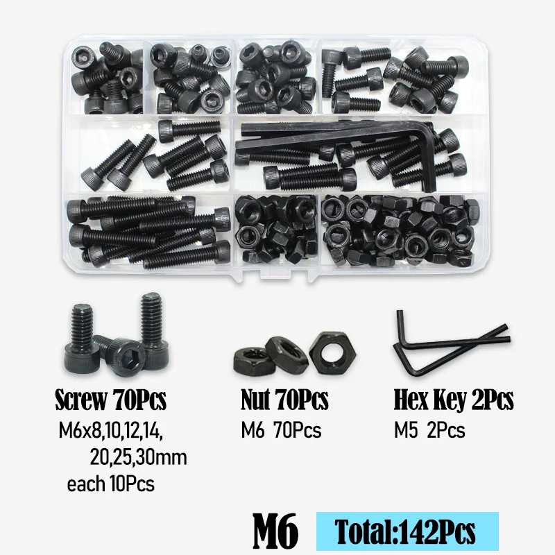 2500 bis 400 schwarzes Innensechskantschrauben-Set M2 M2,5 M3 M4 M5 M6 DIN912 12,9 Innensechskantmutter Stahl-Halbrundkopf-Innensechskantschrauben – Detail 12