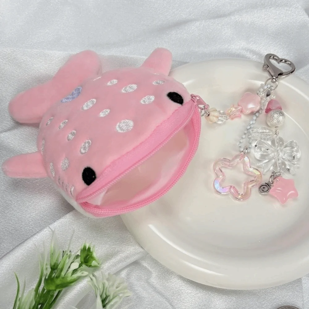 New Portable Whale Shark Coin Purse Mini Size with Pendant Wallet Cartoon Adorable Zipper Change Bag Backpack Accessory