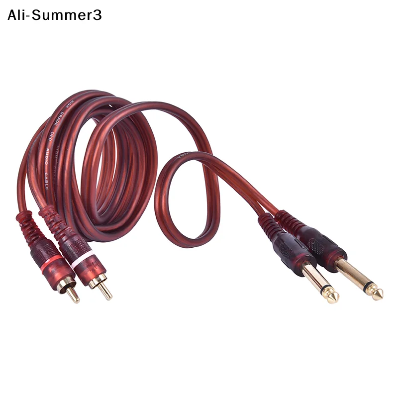 【SRH】New Arrival 1pc 1.5M Cable, Dual RCA Male to Dual 6.35mm 1/4 inch Male Mixer Audio Cable