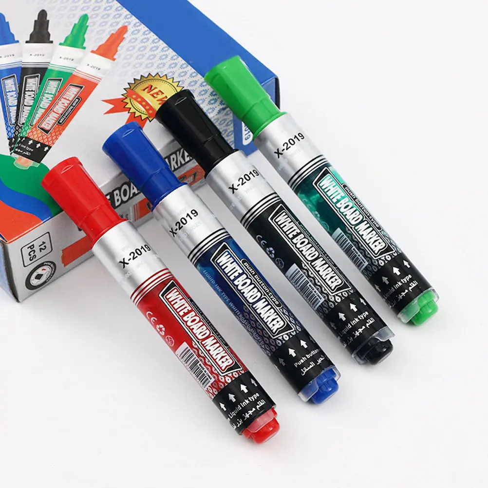 8Pcs Press Water Whiteboard Markers Smooth Erasable Dry Erase Pens Black Red Blue Green for Drawing Writing Art Projects