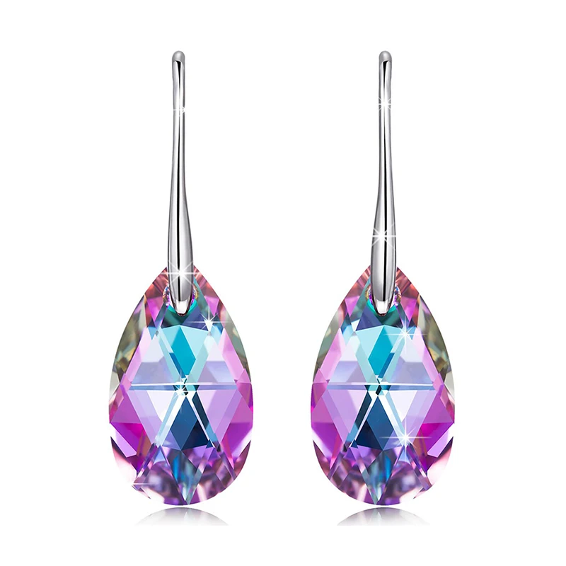 Classic Silver Color Korean Pear-shaped Drop Earrings Original Crystals from Austria Jewelry for Women Big Pendant Pendientes