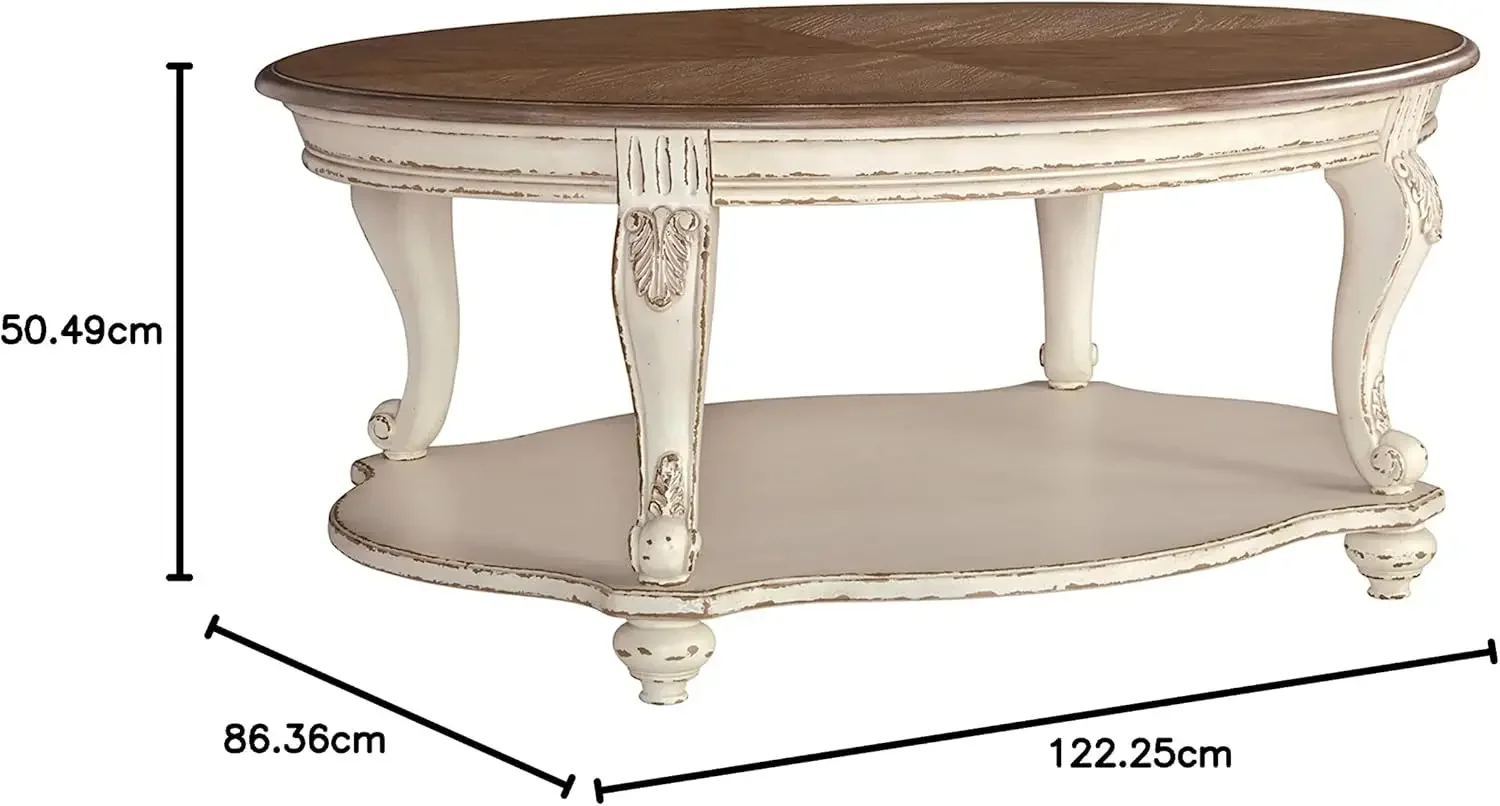 Realyn Casual Cottage Coffee Table, Antique White & Brown