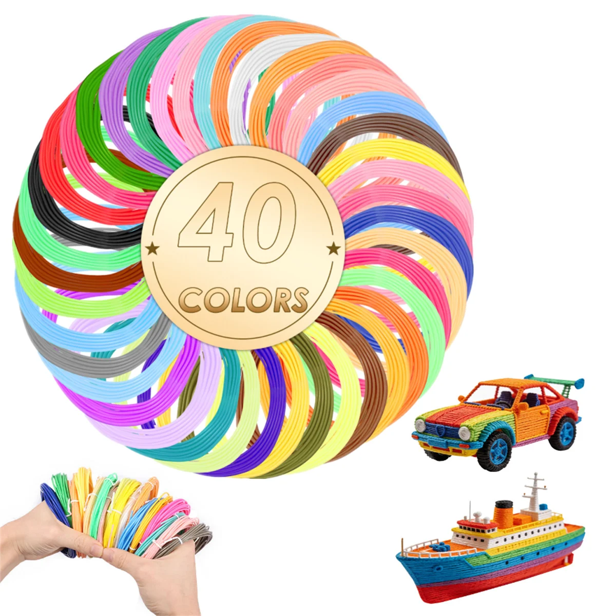 

40 Colors 3D Pen Filament 1.75mm PLA Each Color 16.4 Feet(5m) Total 320 Feet (200m) 3D Pen Filament Refills Random Color