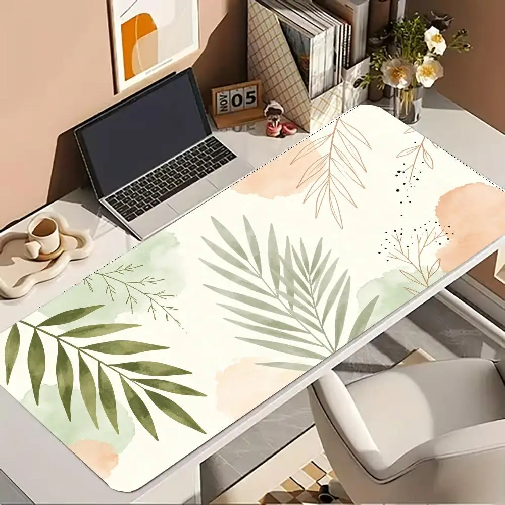 Watercolor Botanical Leaves Large Non Slip Gaming Desk Mouse Pad  for Office Gaming Table Decor