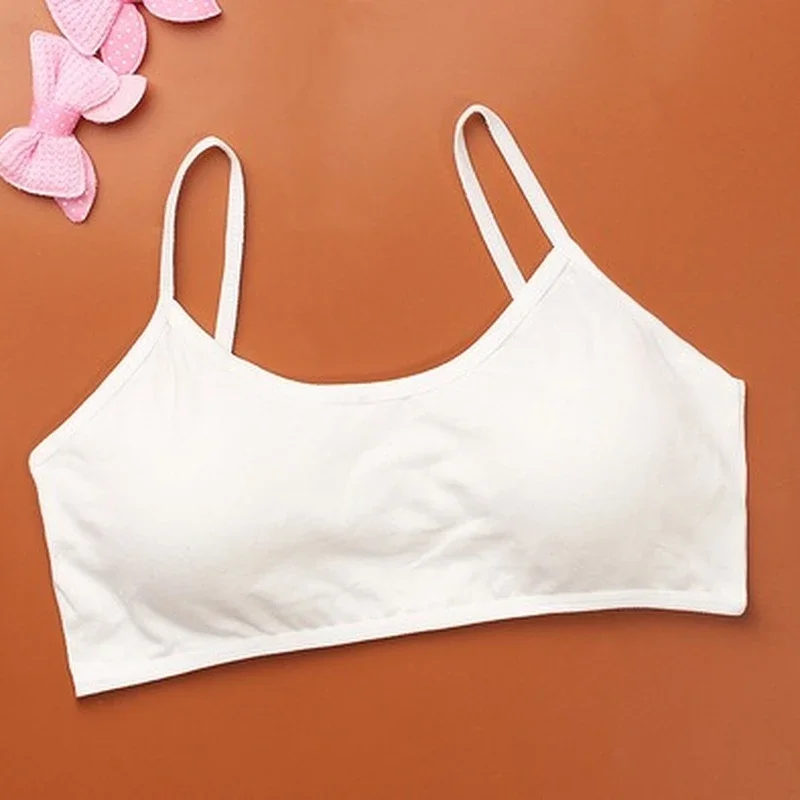 Cotton Flexible Fit Puberty-girls Bra Ultra Thin Young Adolescent Student Girl Underwear Without Steel Ring Camisole with Padded