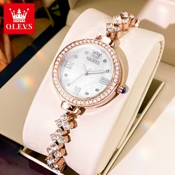 OLEVS New Diamond Inlay Women's Watches Elegant Fashion Quartz Watch for Lady Waterproof Luxury Simplicity Wristwatch Original