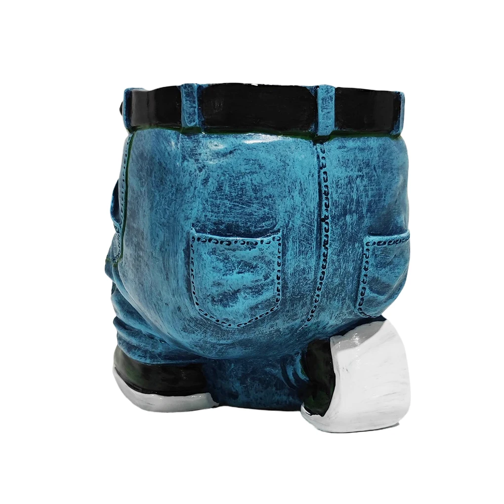 Eco-friendly Resin Plant Pot Unique Jeans Shape Figurines Planter For Garden Durable Retro Kneeling Denim Jeans