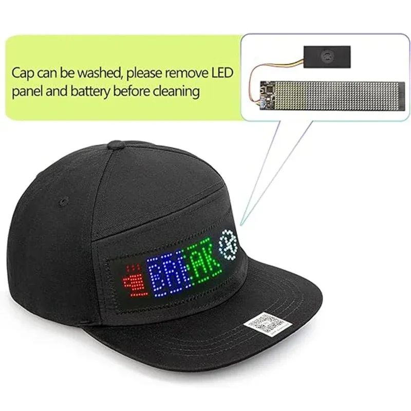 1PCS Programmable DIY Bluetooth Hat LED Display Curve Decorative Fabric  Party Evening Glowing  Atmosphere