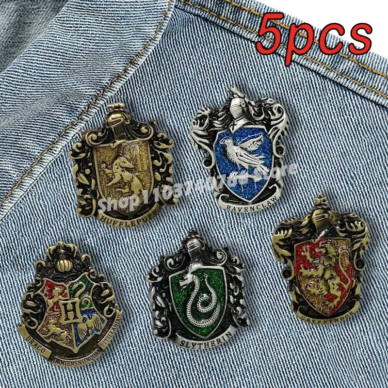 1set Harries Potters Metal Pin Retro Brooch Four Major Colleges Hogwarts Lapel Pin Accessories for Men Women Jewelry Decoration